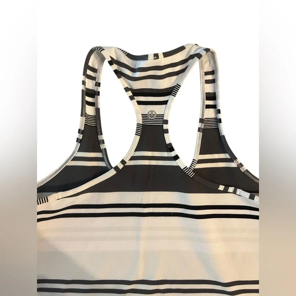 Lululemon Cool Racerback Tank Top Black White Striped Running Train Y2k - Picture 3 of 5